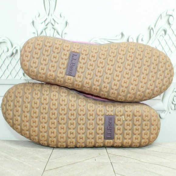 LL Bean Pink Suede Lined Mountain Moccasins Slipper Size 7 Medium - Picture 8 of 8
